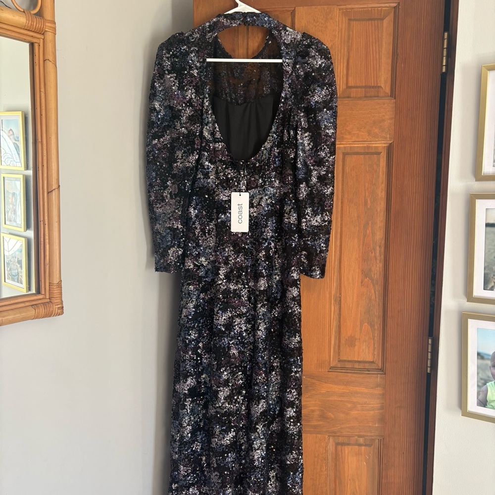 NEW Coast US 4 UK 6 Long Sleeve Sequin Maxi Dress Womens Cocktail Party Evening - Picture 6 of 11